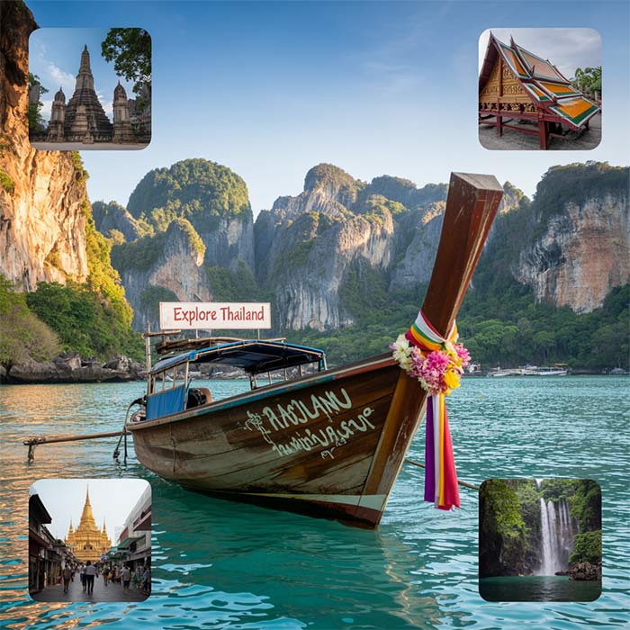 Iconic Thai destinations like temples, beaches, and cityscapes for solo travelers.